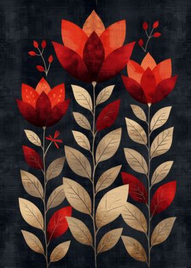 Abstract Red Flowers