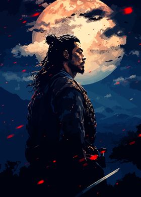 Samurai Moon Pixel Art