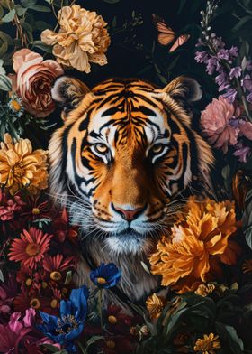 Floral Tiger Portrait