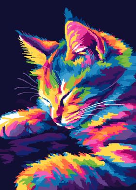 Cute Popart Pixel Cat