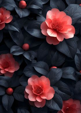 Pink and Black Flowers