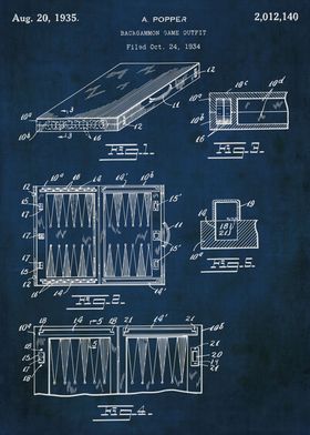 Backgammon game 1935 paten