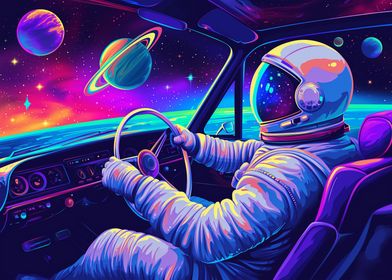 Neon Space Car Drive