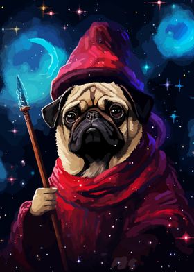 Pug Wizard Pixel Art Cute