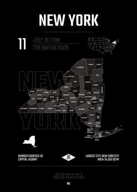 New york state map black