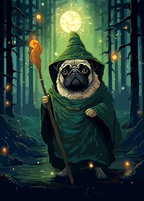 Wizard Pug Cute Pixel Art