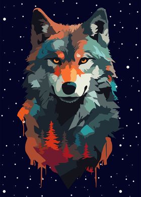 Wolf Head in WPAP Style