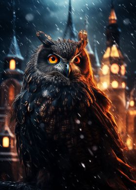 owl in black at night