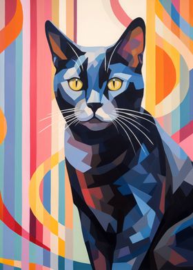 Abstract Cute Cartoon Cat