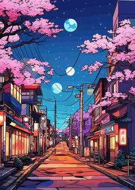 japanese street at night