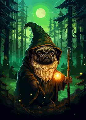 Pug Wizard Forest Pixel