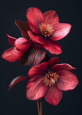 Hellebore Flowers Poster