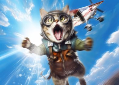 Skydiving Cat