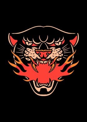 flaming panther tattoo