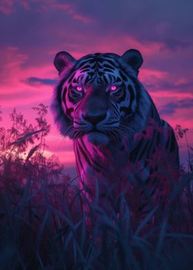 Tiger On Aesthetic Sunset