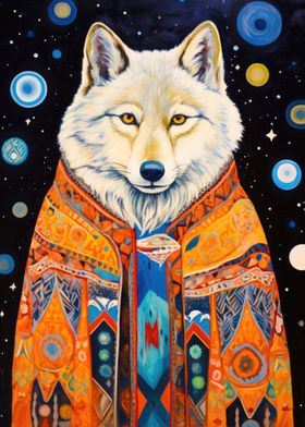 Tribal Animal 9 White Wolf