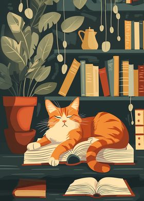 Cat with Books 8