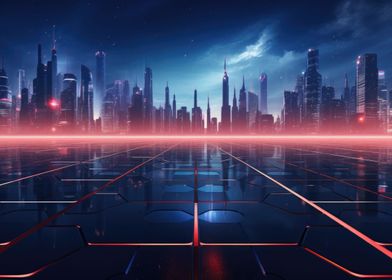 Futuristic city skyline