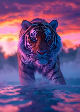 Tiger Aesthetic Sunset