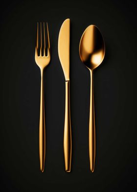 Spoon Fork Dark Gold