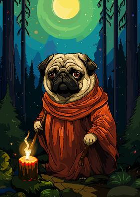 Pug Wizard Retro Pixel Art