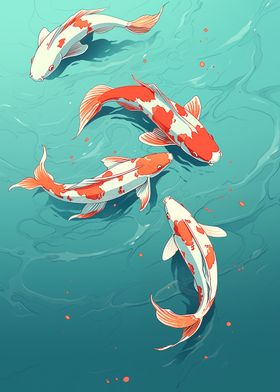 Elegant Koi Fish in Pond