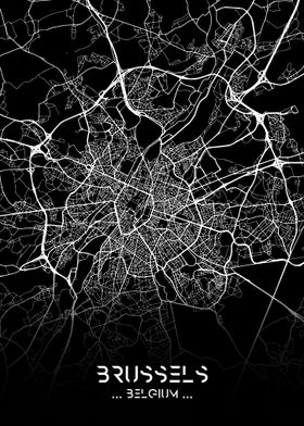 Brussels City Map Black