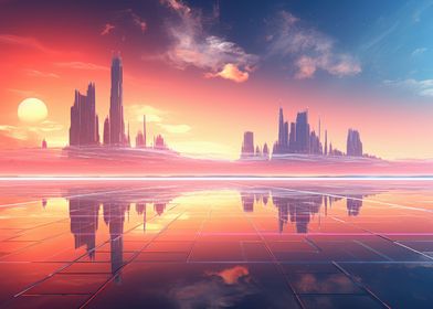 Futuristic city skyline