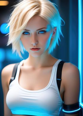 Cyberpunk Girl 3 Blue Eyes