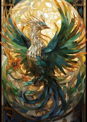 Phoenix stained glass art