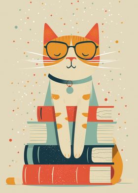 Cat with Books 2