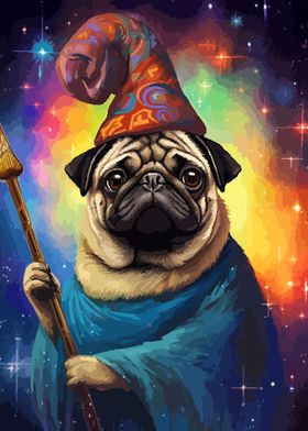 Wizard Pug Funny Pixel Art