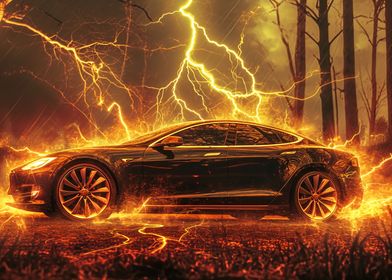 car with lightning