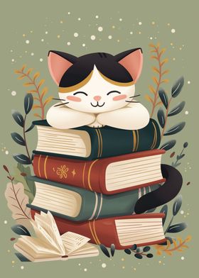 Cat with Books 6