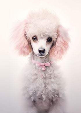 White Poodle  pink mood