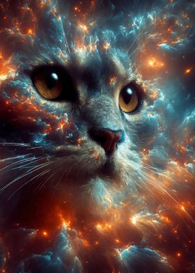 Cat in nebula clouds