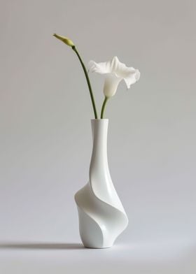 White Vase w White Flower
