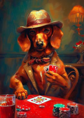 Dachshund Plays Poker