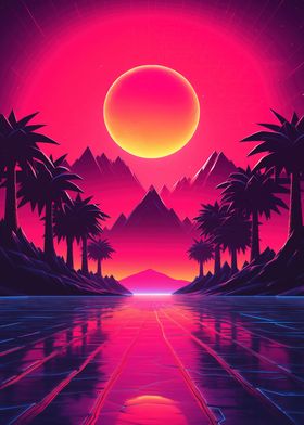 Synthwave Sunset Tropical