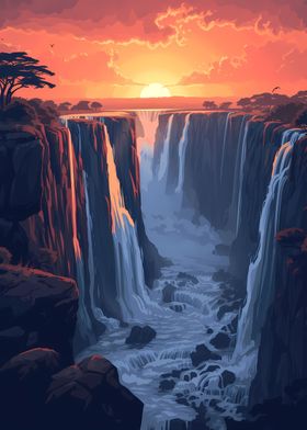 Sunset in Victoria Falls