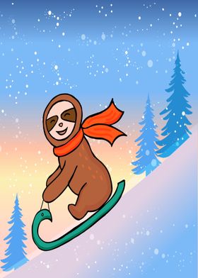 Sweet Sloth snowboarding