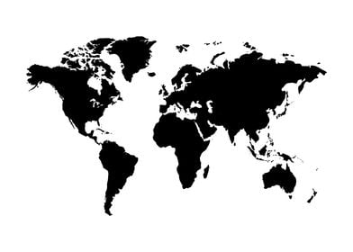 World Map White Black