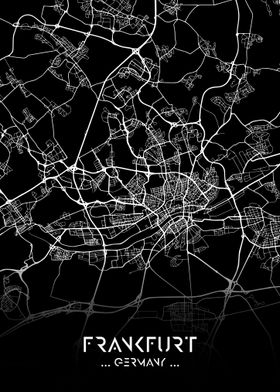 Frankfurt City Map Black