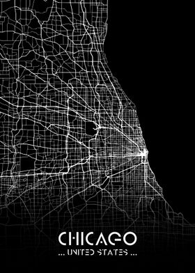 Chicago City Map Black