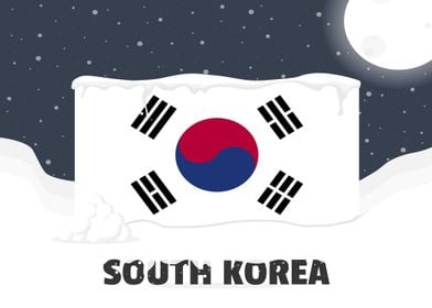 flag South korea snowy