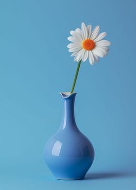 Blue Vase with White Flowe