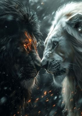 black lion vs white one