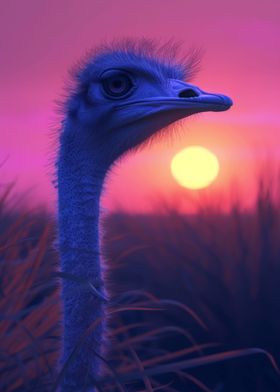 Ostrich Aesthetic Sunset