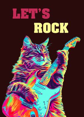Lets Rock Cat Poster