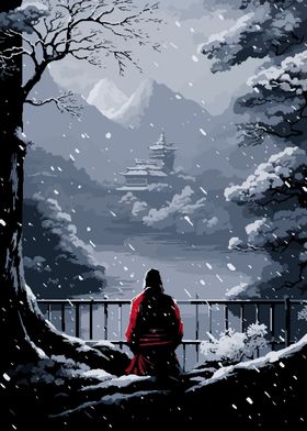 Japan Meditation Pixel Art